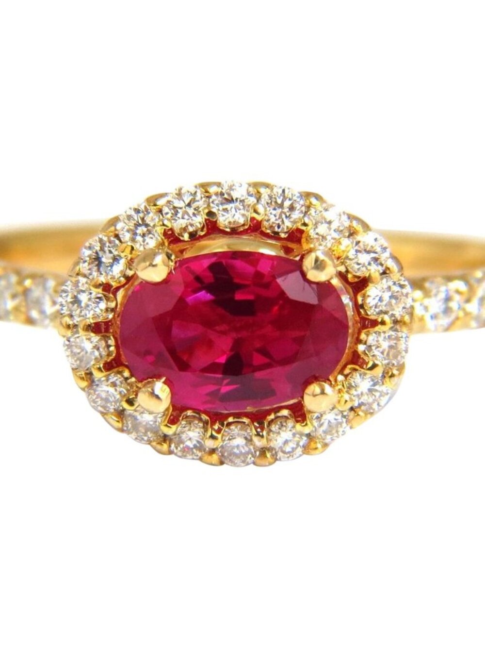 Burma Natural GIA Certified 1.01ct oval cut red ruby .50ct diamonds ring 14kt*